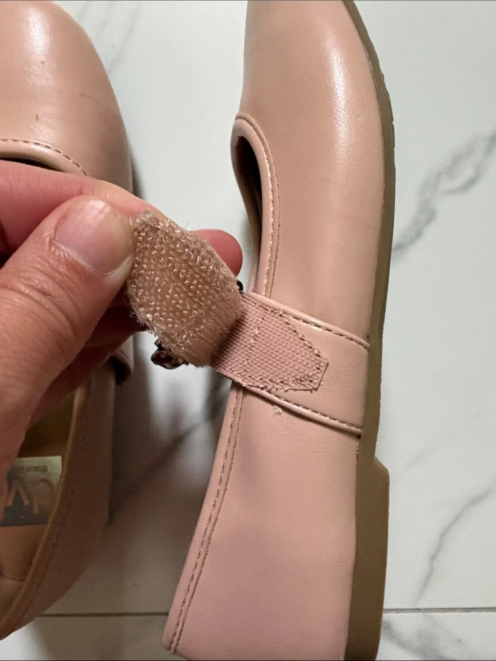 Pink Mary Jane Flats with Buckle Velcro Strap